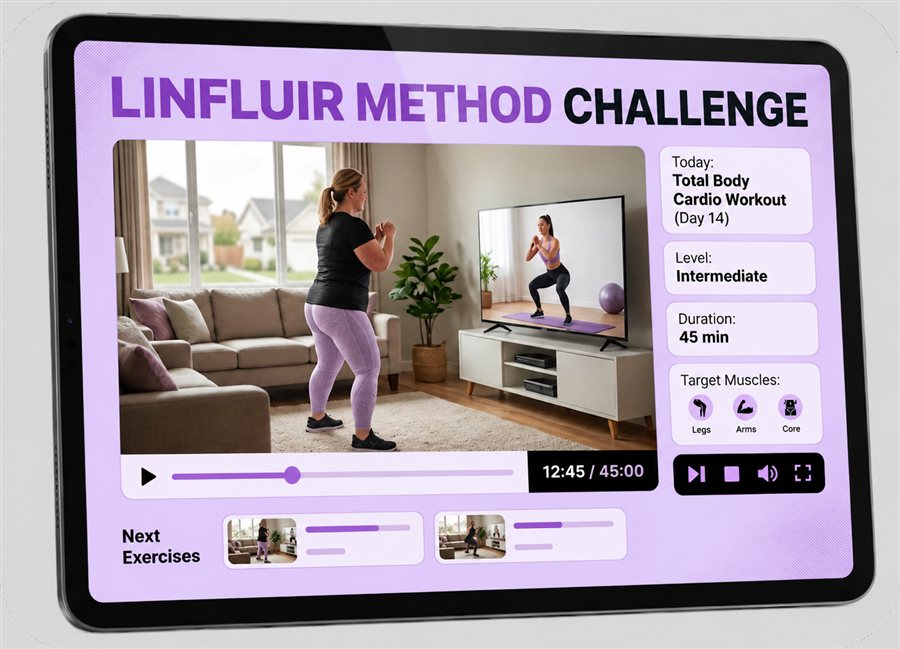 At-home workout challenge on a tablet